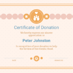 Cream Donation Appreciation Certificate Template With Regard To Donation Certificate Template