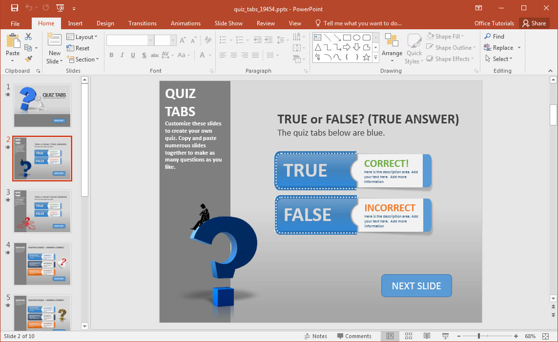 Create A Quiz In Powerpoint With Quiz Tabs Powerpoint Template With Powerpoint Quiz Template Free Download