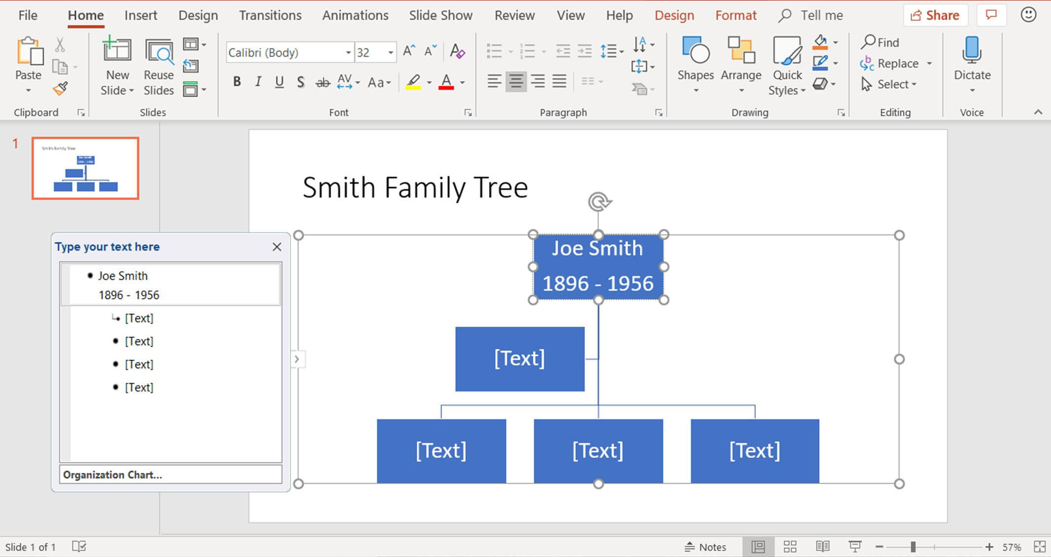 Create Family Trees Using Powerpoint Organization Chart With Powerpoint Genealogy Template