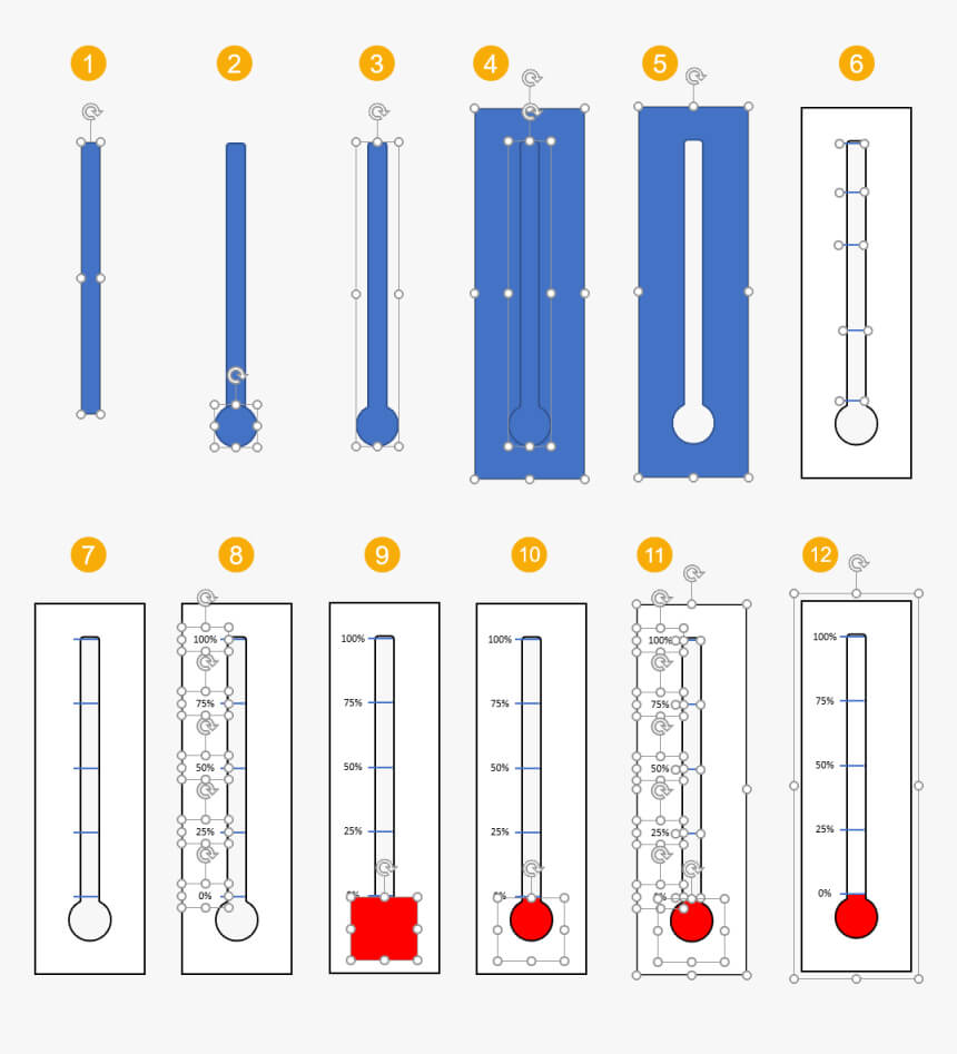 Create Thermometer Template With Shapes In Powerpoint Within Powerpoint Thermometer Template
