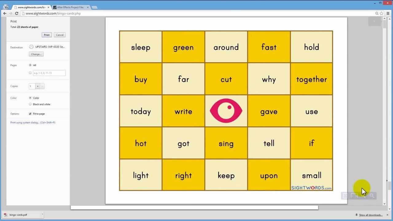 Creating Sight Words Bingo Cards Throughout Bingo Card Template Word