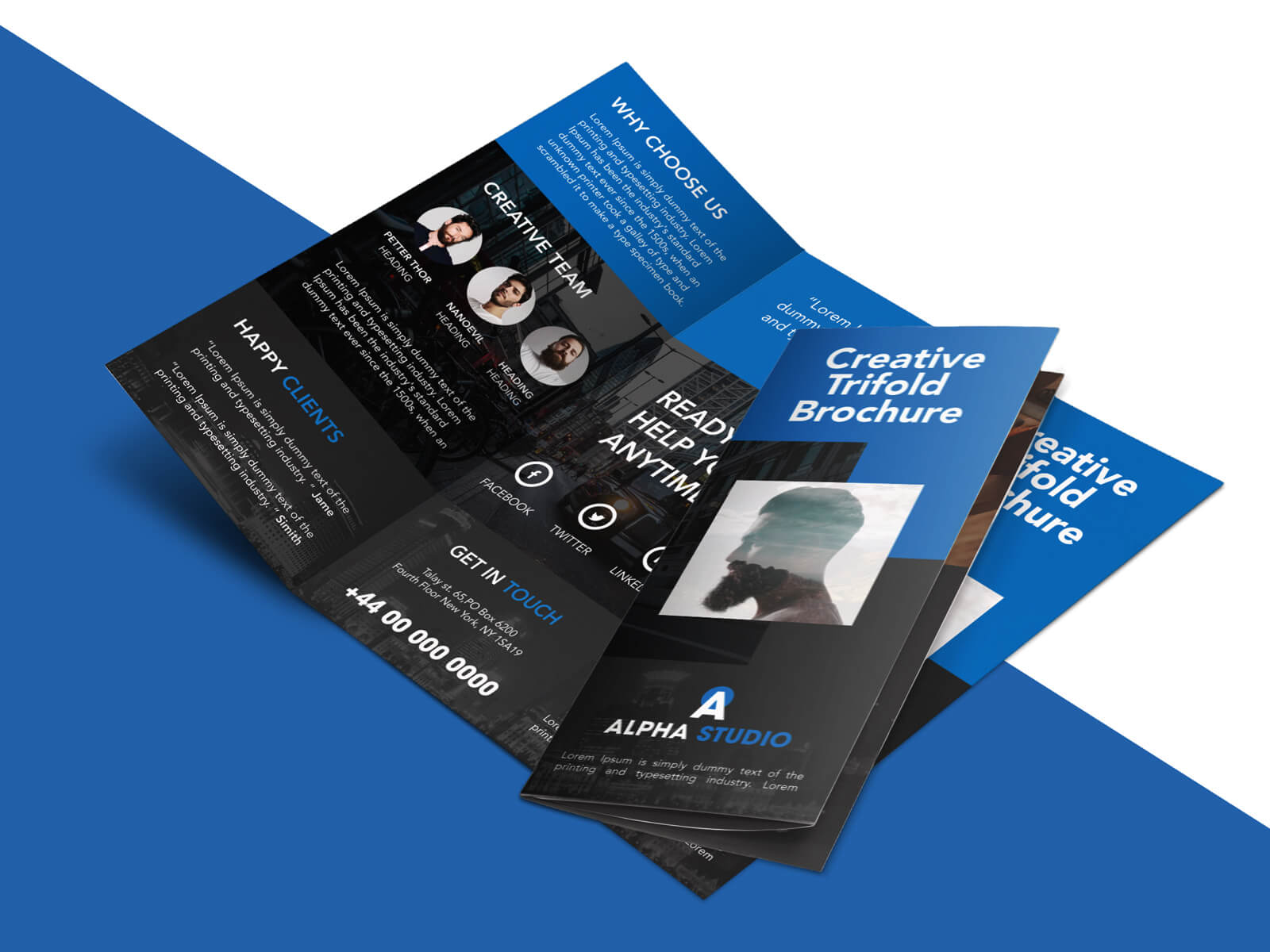 Creative Agency Trifold Brochure Free Psd Template Pertaining To Tri Fold Brochure Template Indesign Free Download