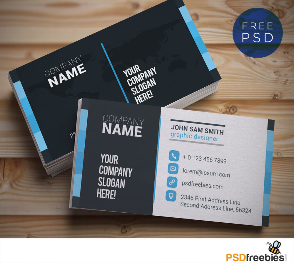 Creative And Clean Business Card Template Psd | Psdfreebies For Psd Name Card Template