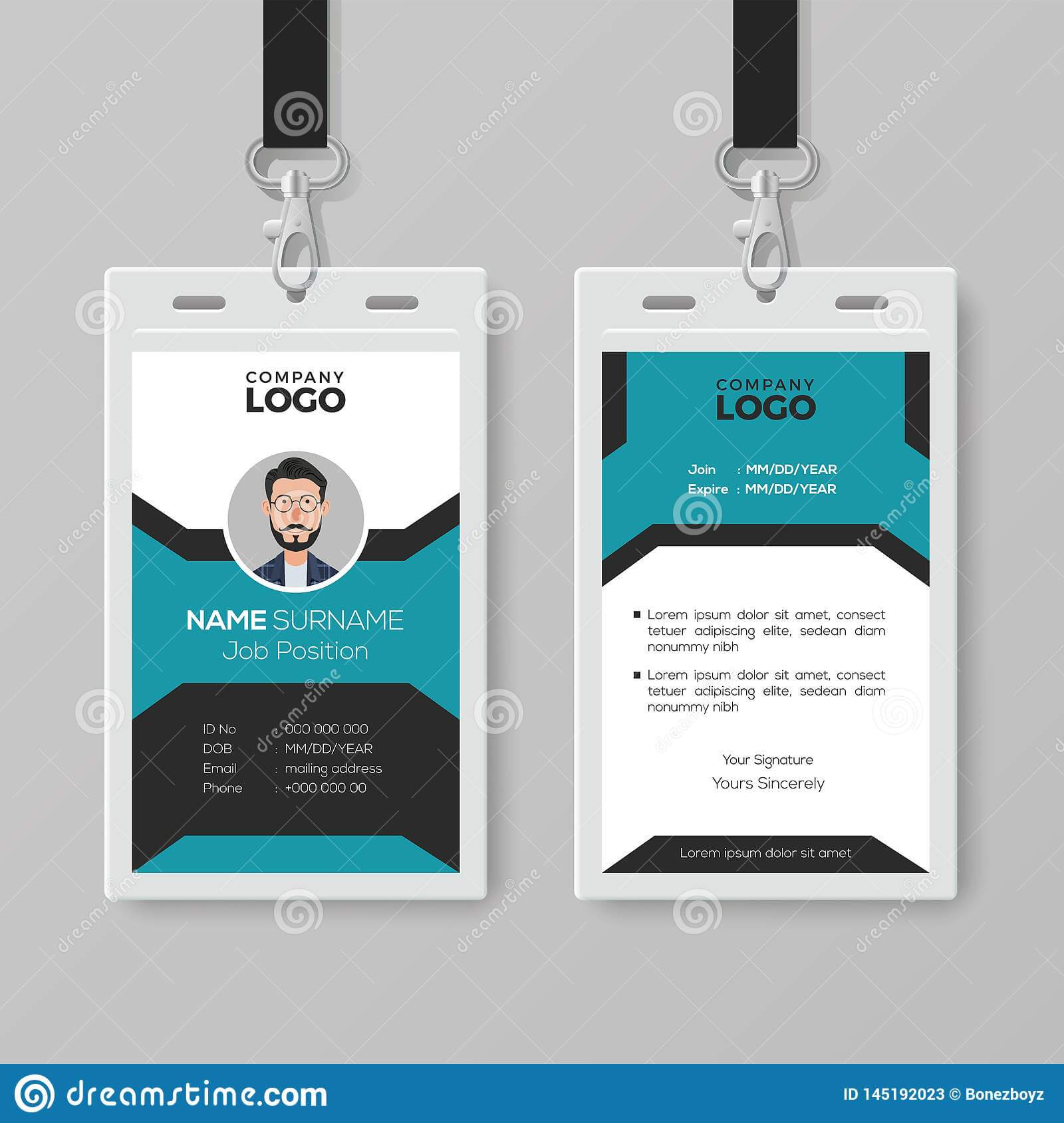 Creative Employee Id Card Template Stock Vector With Regard To Pvc Card Template