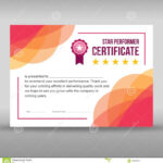 Creative Framed Pink And White Certificate Stock Vector In Star Performer Certificate Templates