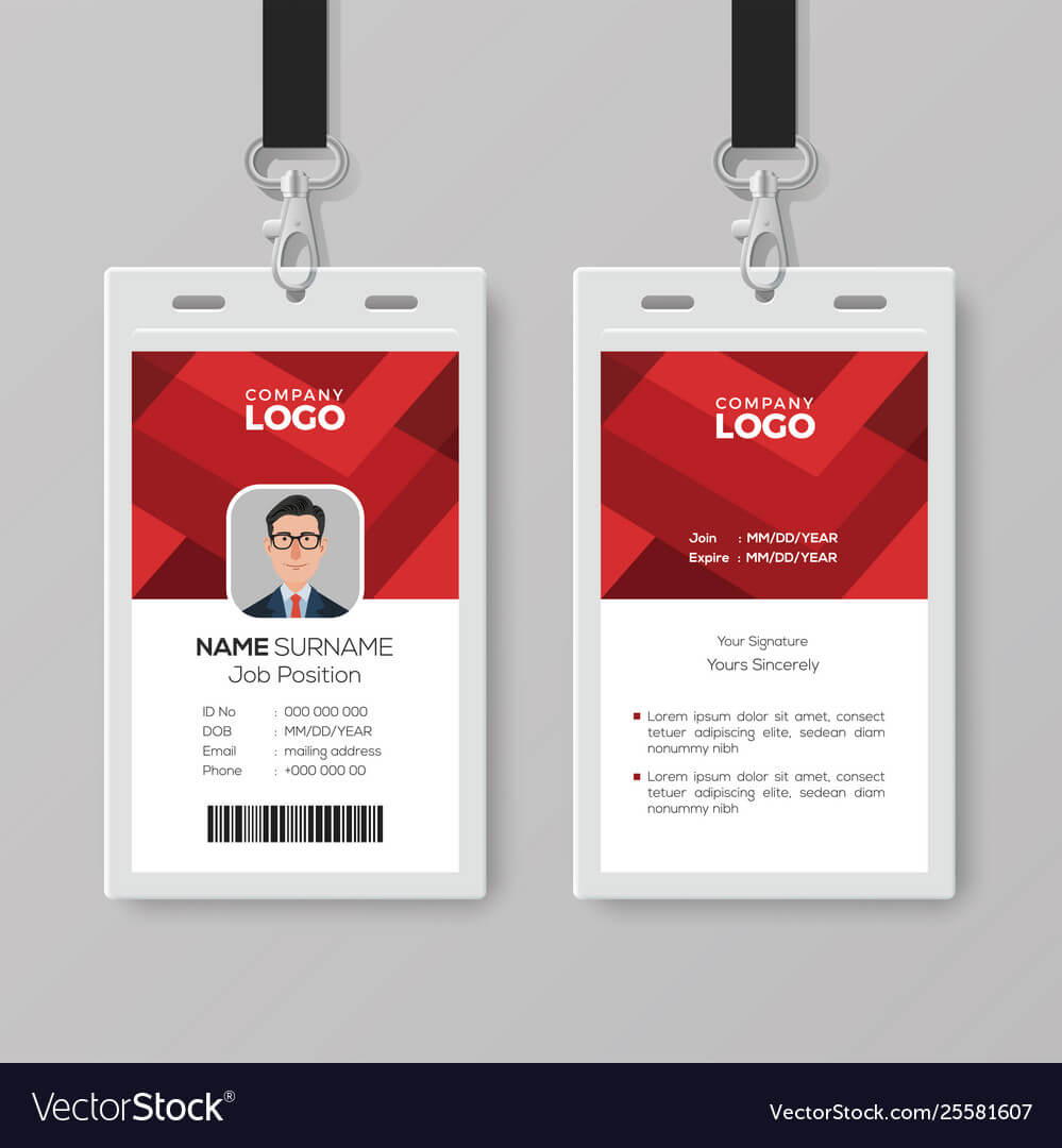 Creative Id Card Template With Abstract Red With Id Card Template Ai