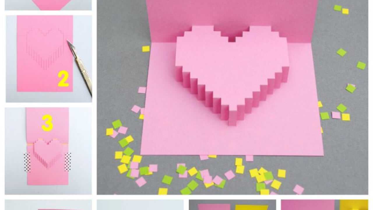 Creative Ideas – Diy Pixel Heart Popup Card With Regard To Pixel Heart Pop Up Card Template