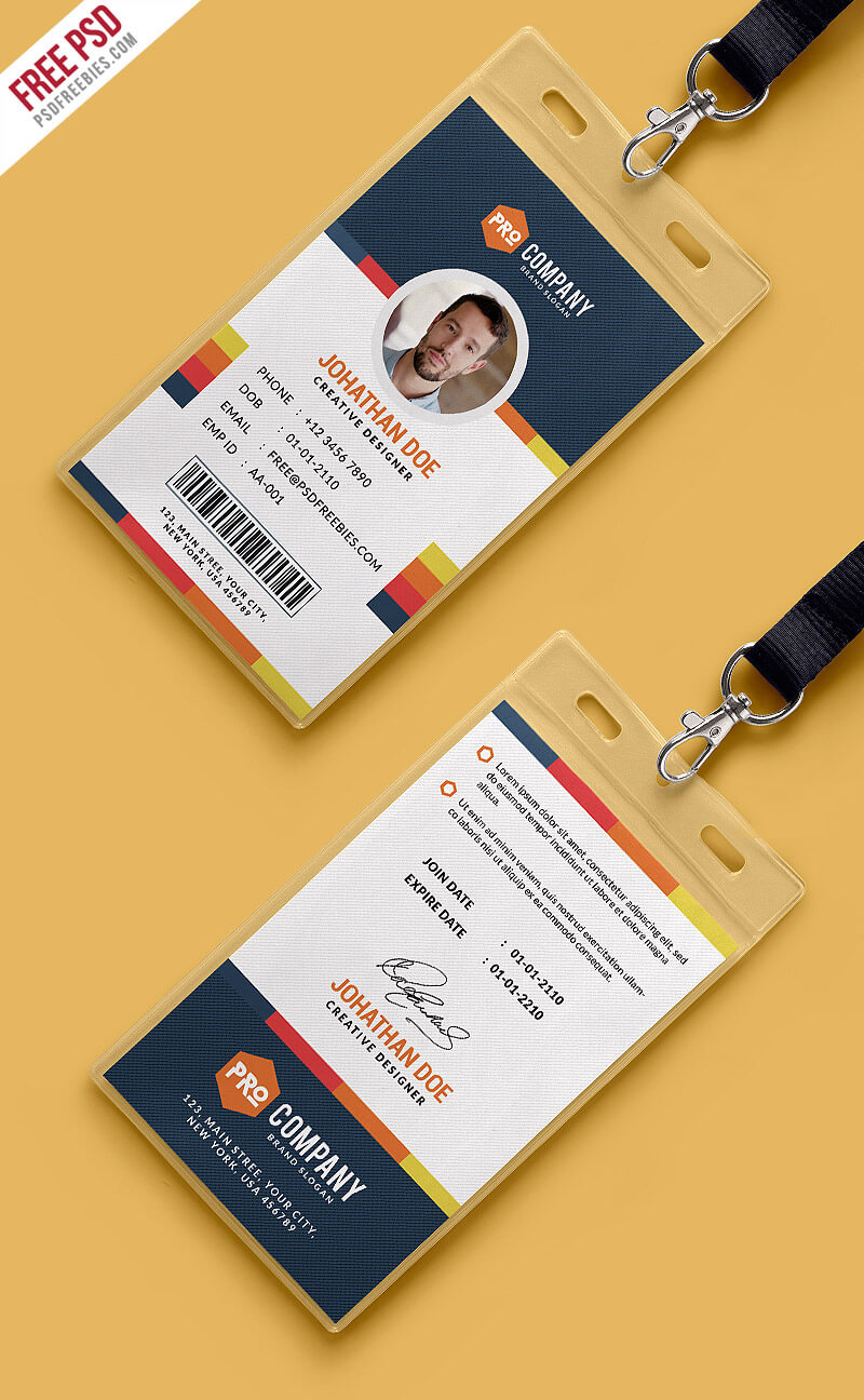 Creative Office Identity Card Template Psd | Psdfreebies Inside Id Card Design Template Psd Free Download