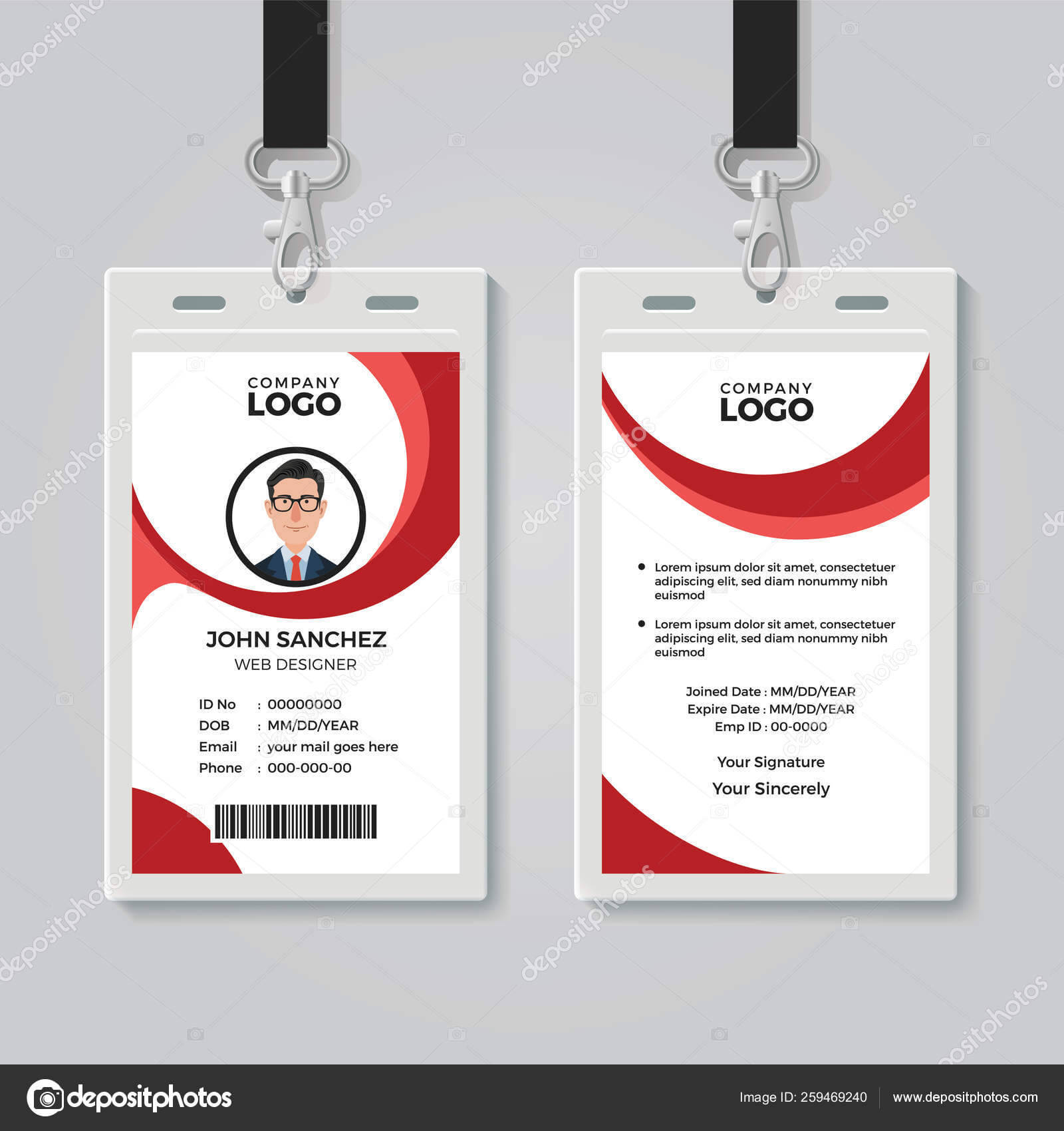 Creative Office Identity Card Template — Stock Vector With Regard To Conference Id Card Template