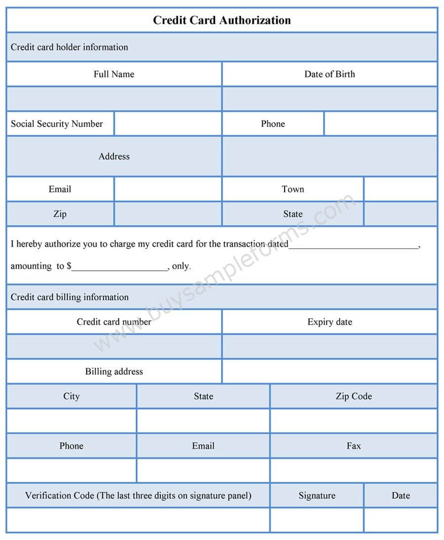 Credit Card Authorization Form Template – Sample Forms With Regard To Order Form With Credit Card Template