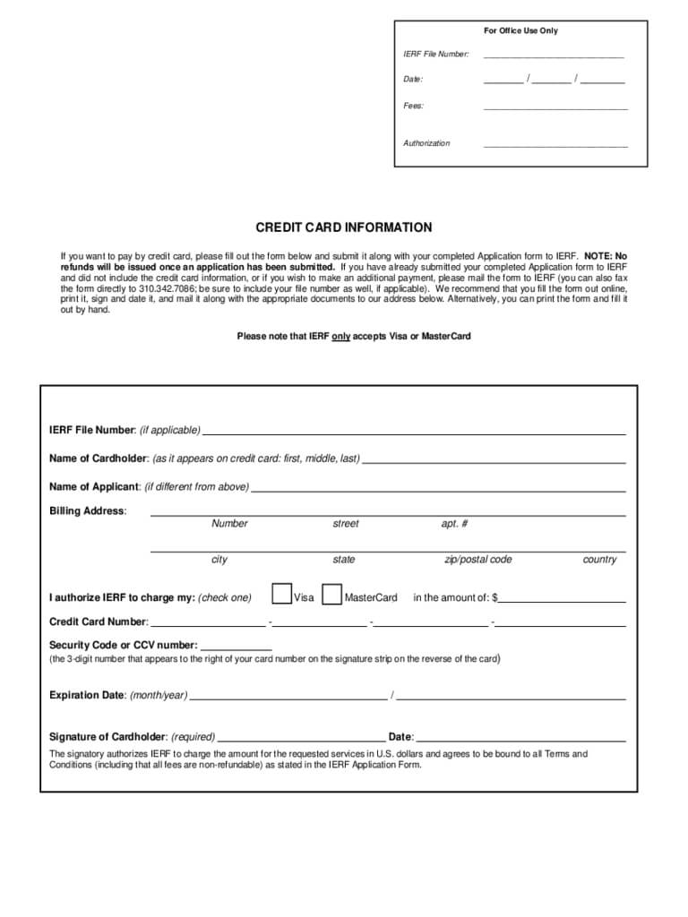 Credit Card Information Form - 2 Free Templates In Pdf, Word In Credit Card Size Template For Word