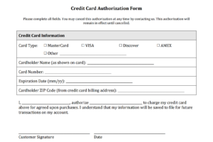 Credit Card Payment Authorization Form Sample - Tomope with Credit Card Payment Form Template Pdf