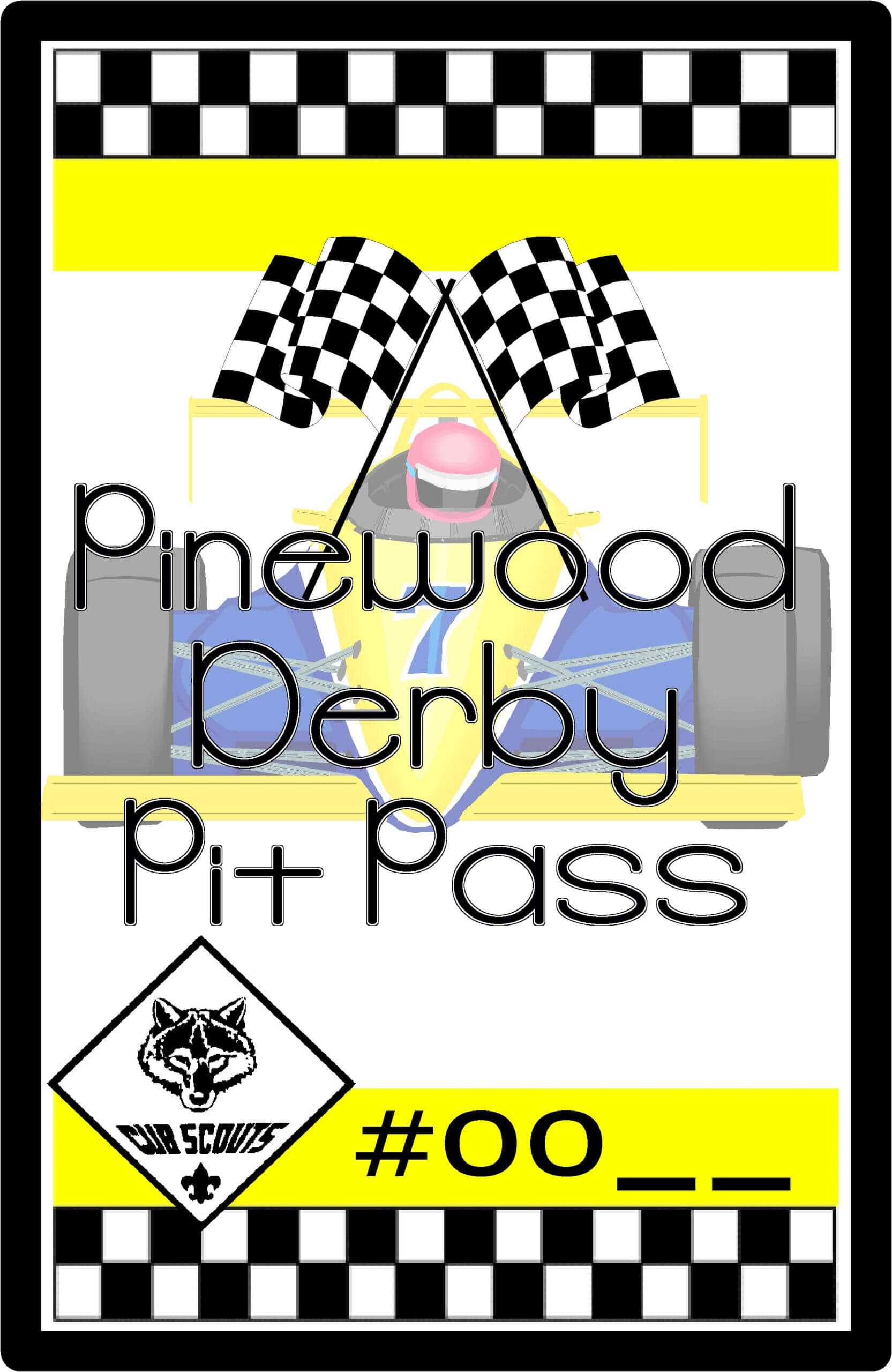 Cub Scout Pinewood Derby Pit Pass Throughout Pinewood Derby Certificate Template