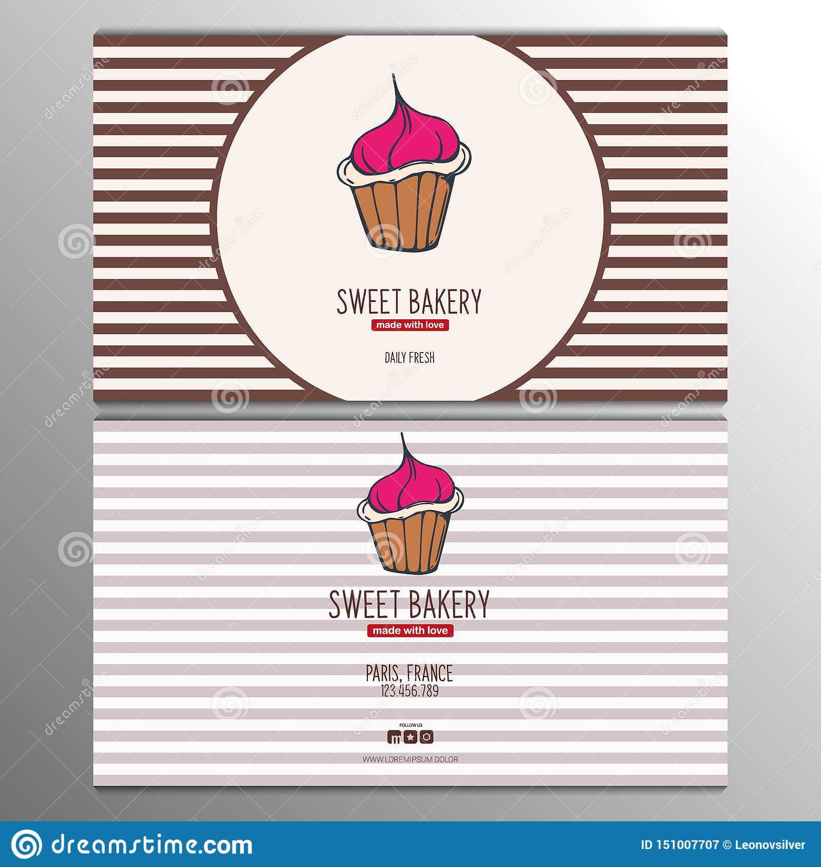 Cupcake Or Cake Business Card Template For Bakery Or Pastry In Cake Business Cards Templates Free