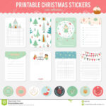 Cute Vector Christmas Cards And Stickers Stock Vector Inside Christmas Note Card Templates