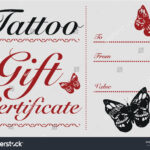 Стоковая Векторная Графика «Butterfly Skull Tattoo Gift Card Within Tattoo Gift Certificate Template