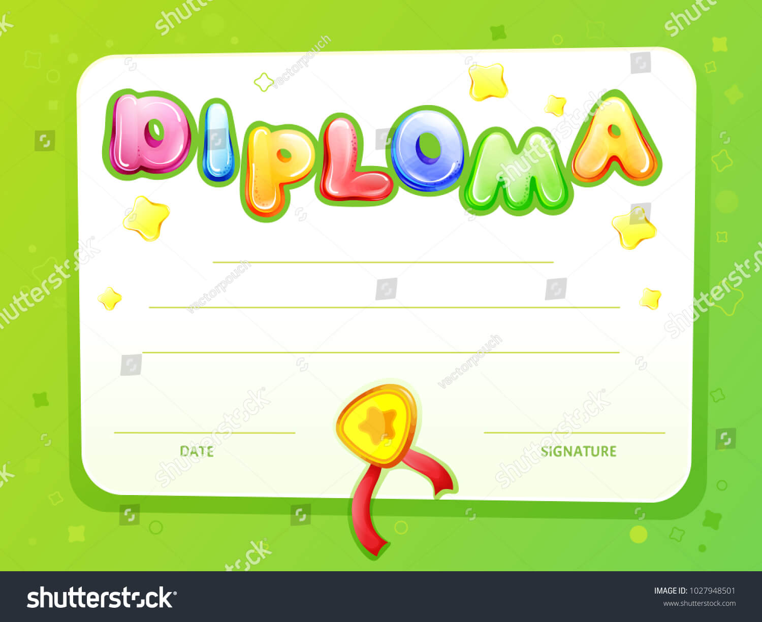 Стоковая Векторная Графика «Cartoon Kids Certificate Diploma Regarding Certificate Of Achievement Template For Kids