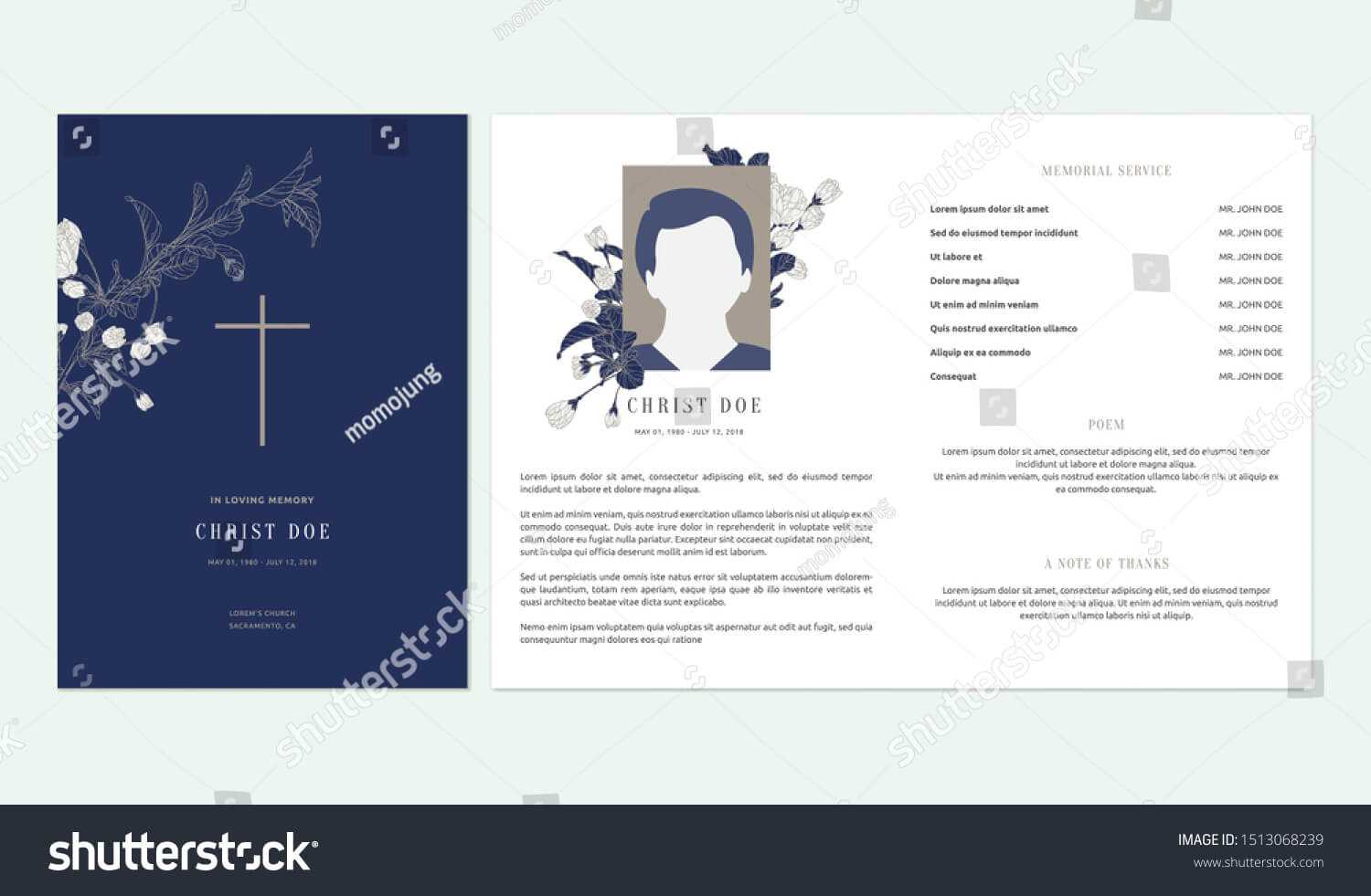 Стоковая Векторная Графика «Floral Memorial Funeral Regarding Funeral Invitation Card Template