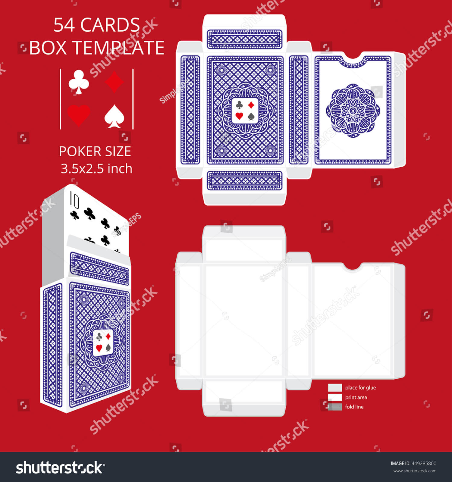 Стоковая Векторная Графика «Poker Card Size Tuck Box With Regard To Playing Card Design Template