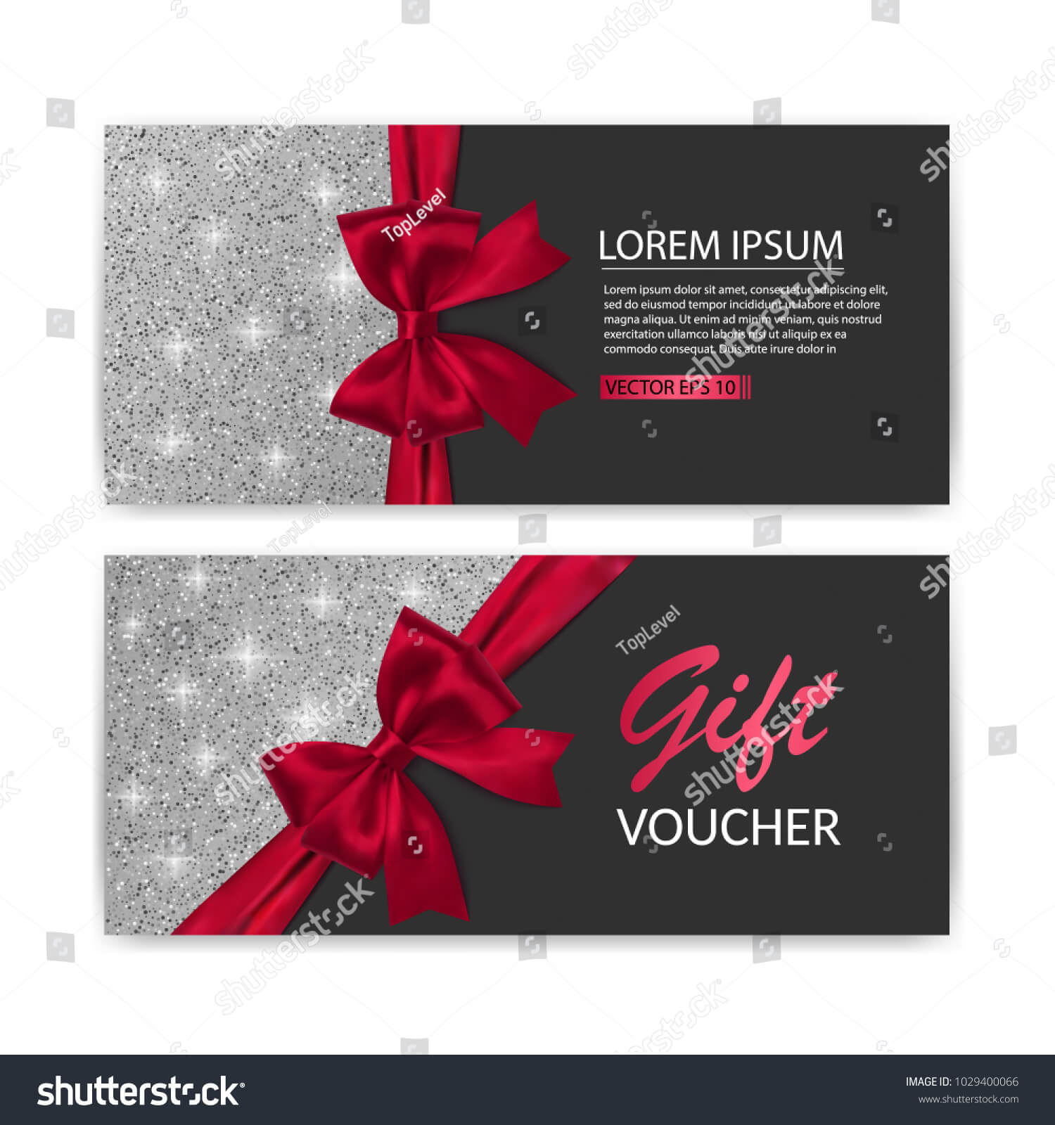 Стоковая Векторная Графика «Set Gift Voucher Card Template With Present Card Template