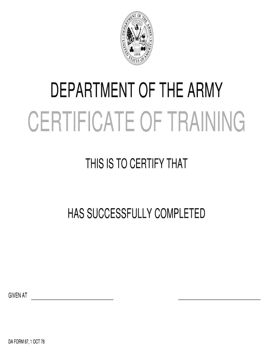 Da Form 87 – Fillable Online Sample To Print In Pdf In Army Certificate Of Completion Template