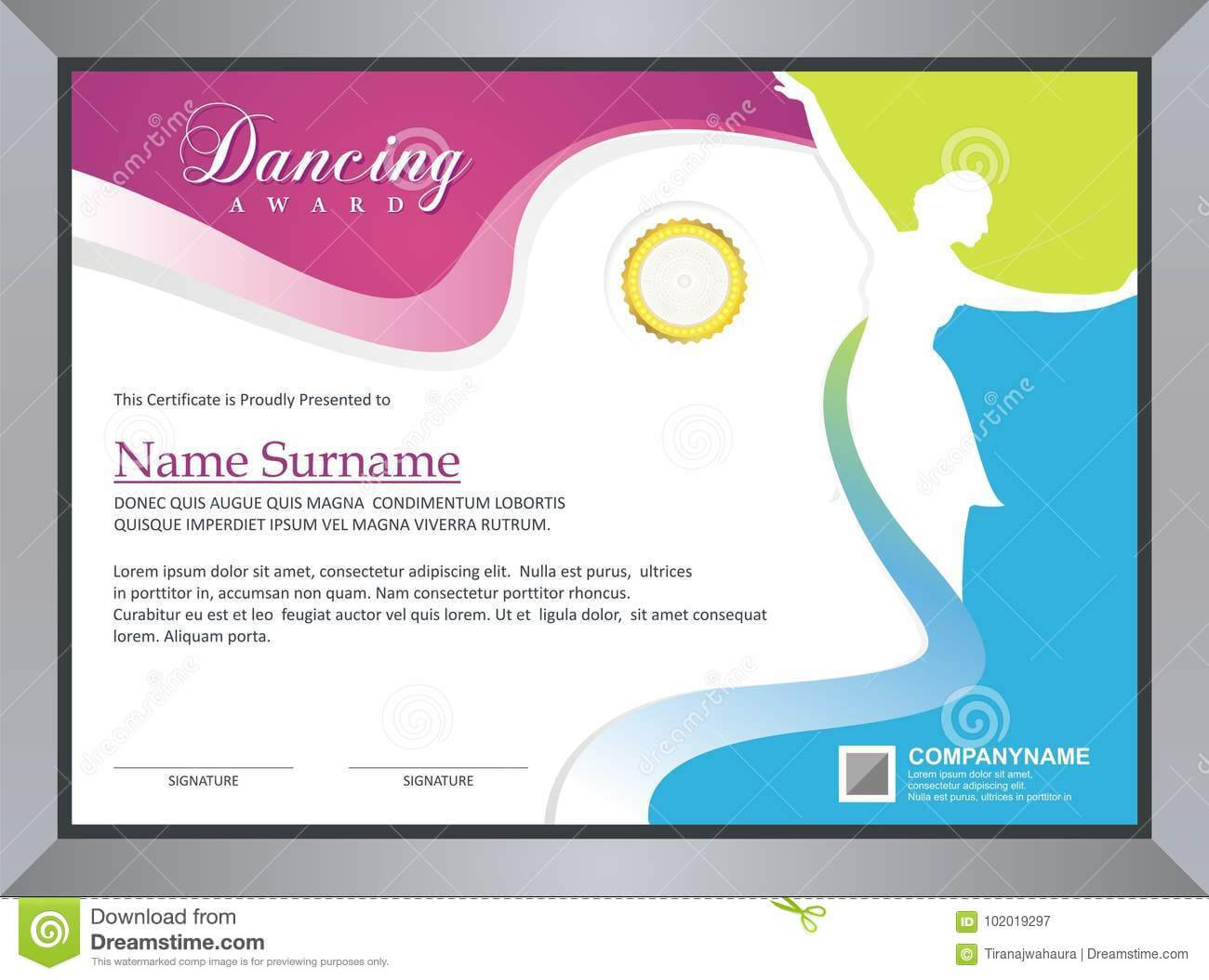 Dancing Certificate Stock Vector. Illustration Of Dancing With Dance Certificate Template