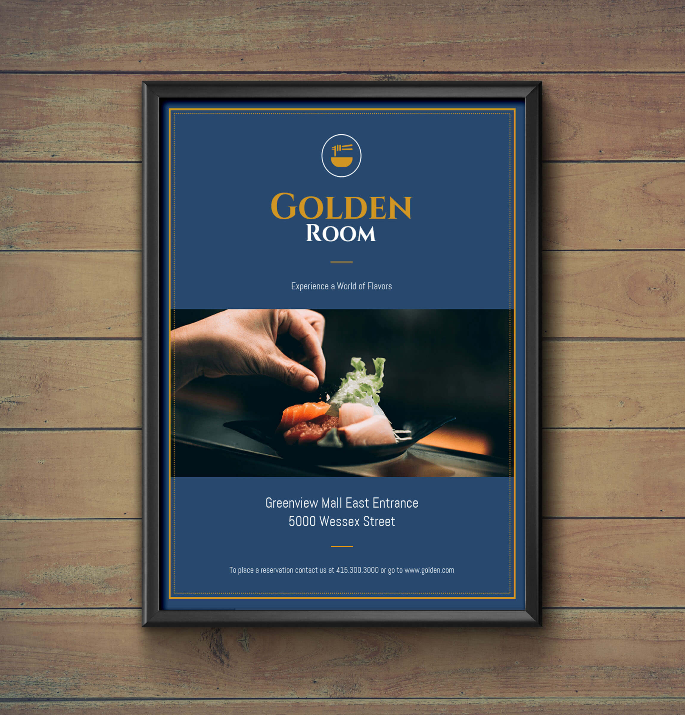 Dark Blue & Gold Fancy Restaurant Flyer Idea – Venngage With Fancy Brochure Templates