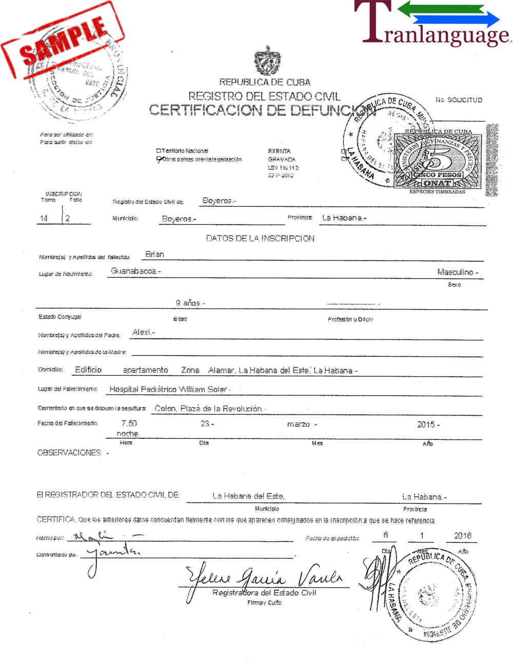 Death Certificate Cuba Iii Within Death Certificate Translation Template
