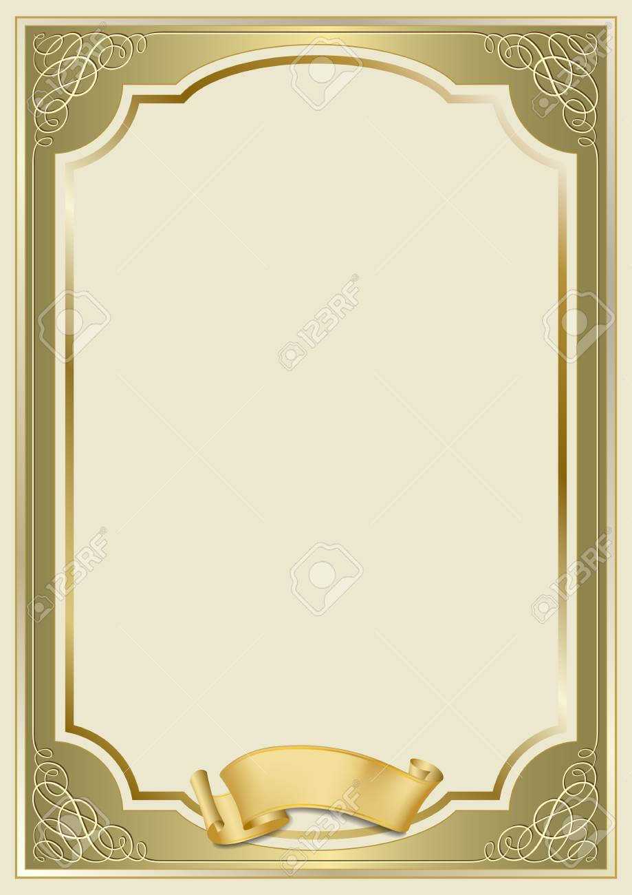 Decorative Rectangular Framework And A Scroll. Template For Diploma,.. For Certificate Scroll Template