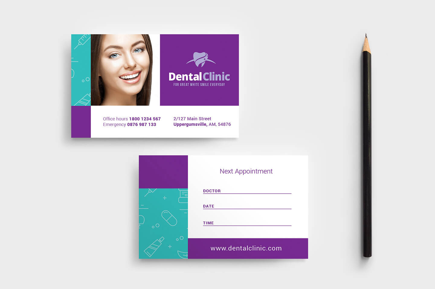 Dental Clinic Appointment Card Template In Psd, Ai & Vector With Regard To Dentist Appointment Card Template