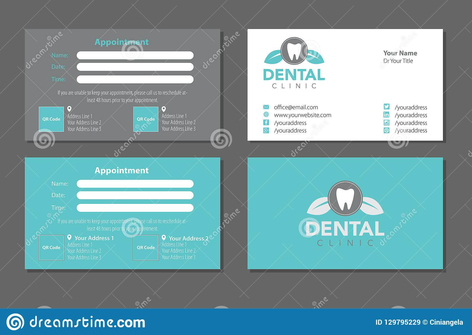 Dentist Business Card Template Set Editorial Stock Image Intended For Dentist Appointment Card Template
