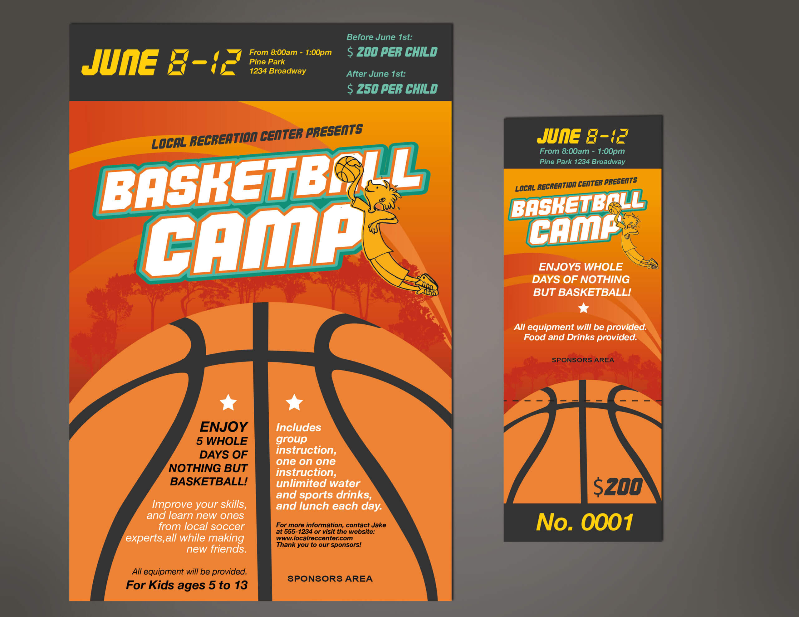 Designcontest – Basketball Camp Ticket & Poster Inside Basketball Camp Brochure Template