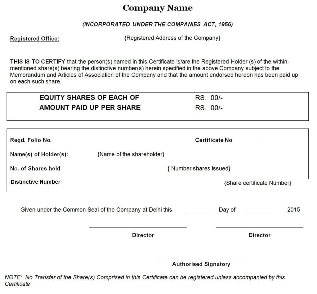 Difference Between Share Certificate And Share Warrant Within Template Of Share Certificate