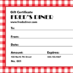 Diner Gift Certificate In Restaurant Gift Certificate Template
