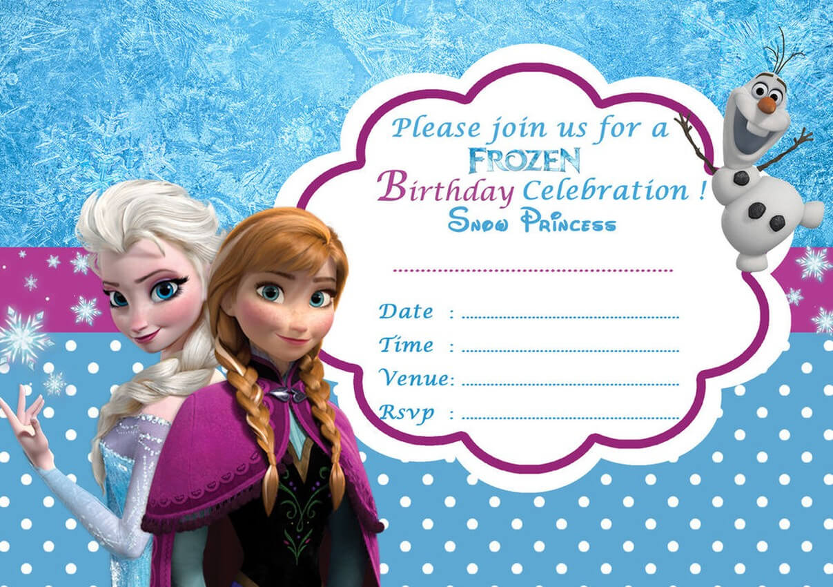 Disney Frozen Birthday Party Invitation Template Within Frozen Birthday Card Template