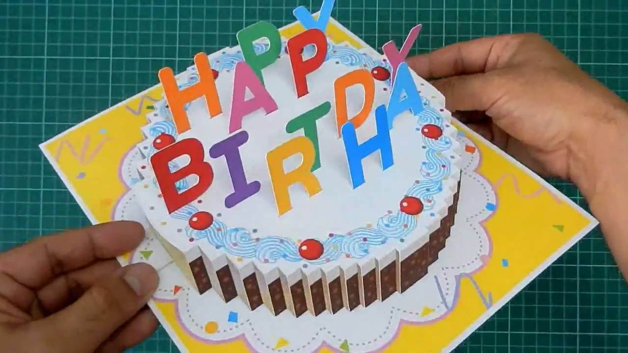 Diy : 3D Happy Birthday Cake Card (Popup Card) Tutorial In Happy Birthday Pop Up Card Free Template