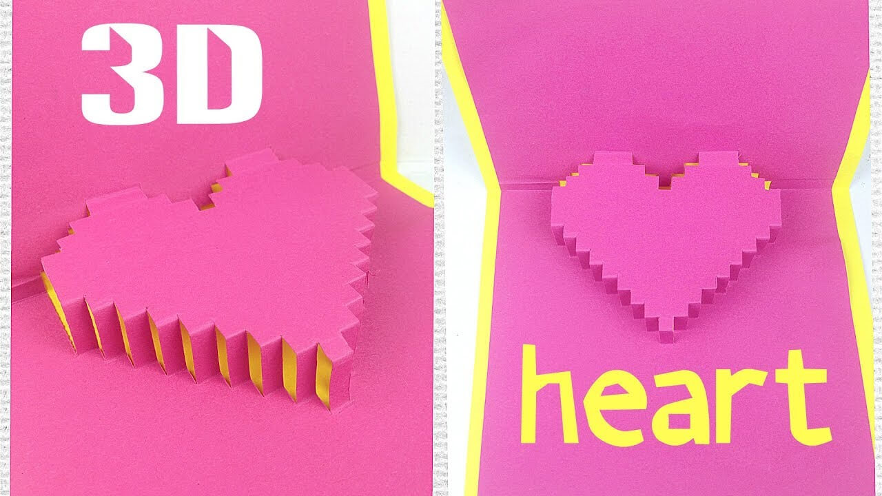 Diy 3D Heart Pop Up Card Tutorial Easy. Greeting Gift Card Love Design  Ideas For Boyfriend Within Pixel Heart Pop Up Card Template