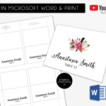 Diy Editable Microsoft Word Template Place Card | Wedding | Tent Card |  Engagement | Corporate | Escort Card With Ms Word Place Card Template