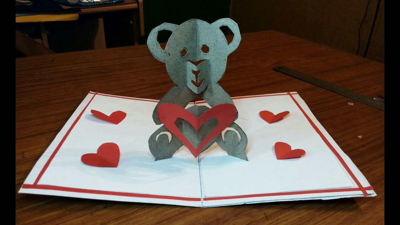 Diy – How To Make A Teddy Bear Pop Up Card |Paper Crafts Handmade Craft   Mother’S Day Card! Intended For Teddy Bear Pop Up Card Template Free