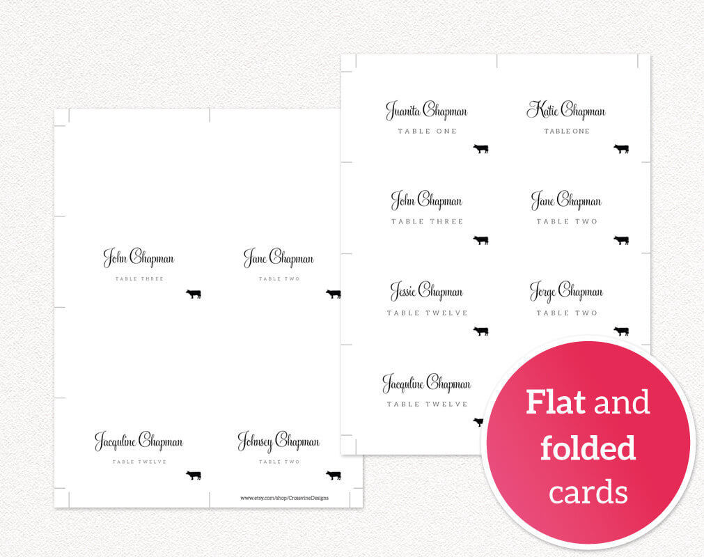 Diy Printable Place Cards · Wedding Templates And Printables Inside Fold Over Place Card Template