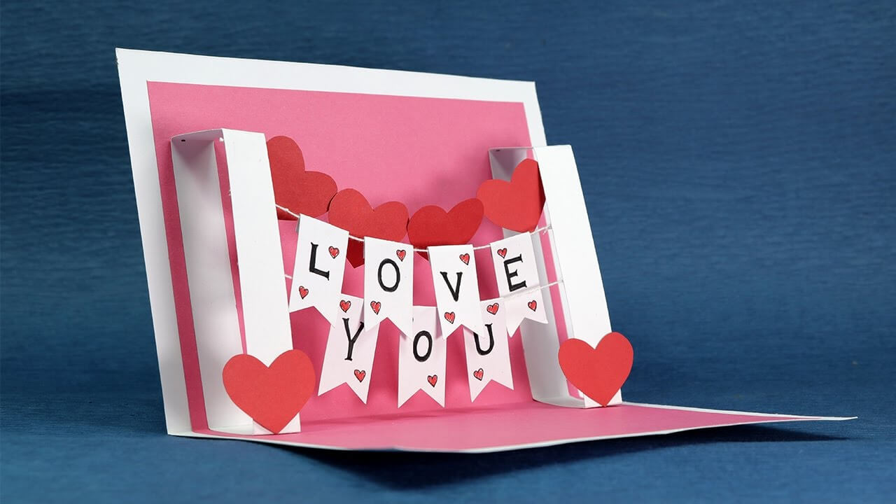 Diy Valentine Card – Handmade I Love You Pop Up Card With Diy Pop Up Cards Templates