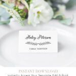 Diy Wedding Place Card Template, Printable Escort Card Pertaining To Printable Escort Cards Template