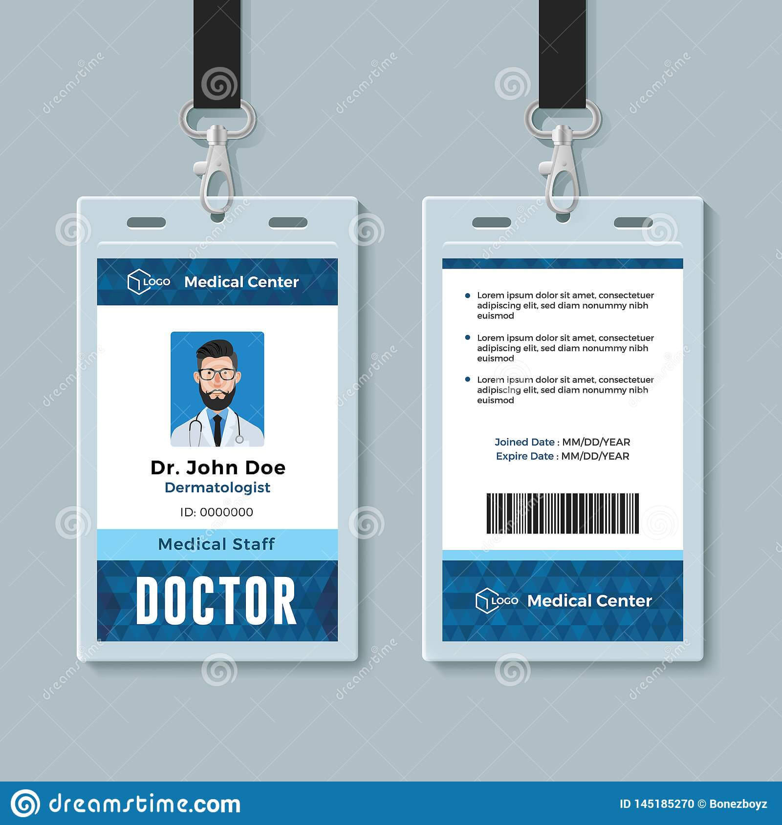 Doctor Id Card. Medical Identity Badge Design Template Stock For Doctor Id Card Template