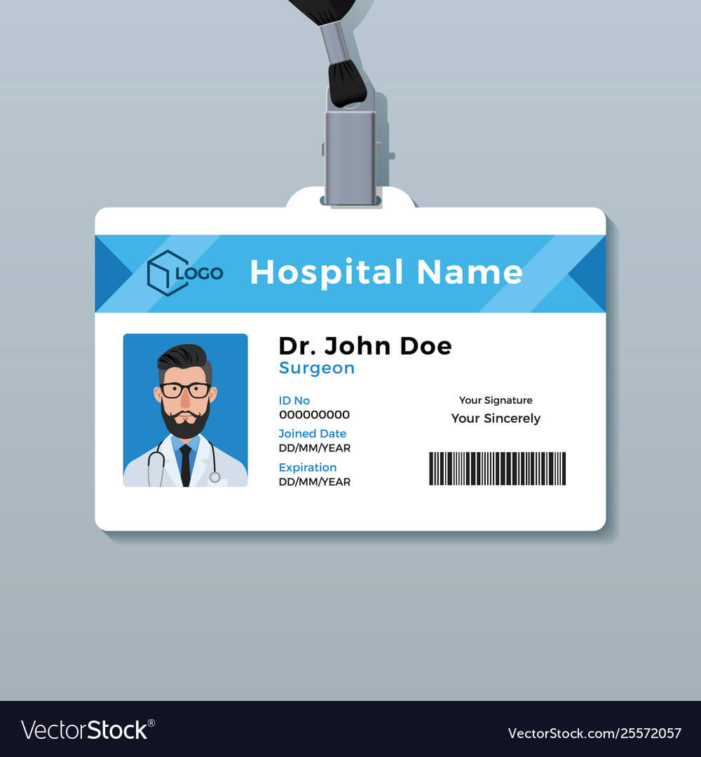 Doctor Id Card Template Medical Identity Badge With Regard To Doctor Id Card Template