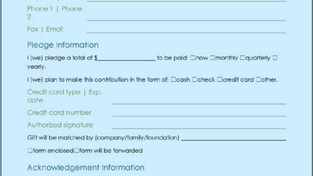 Donation Form Template | Excel & Word Templates Pertaining To Donation Cards Template