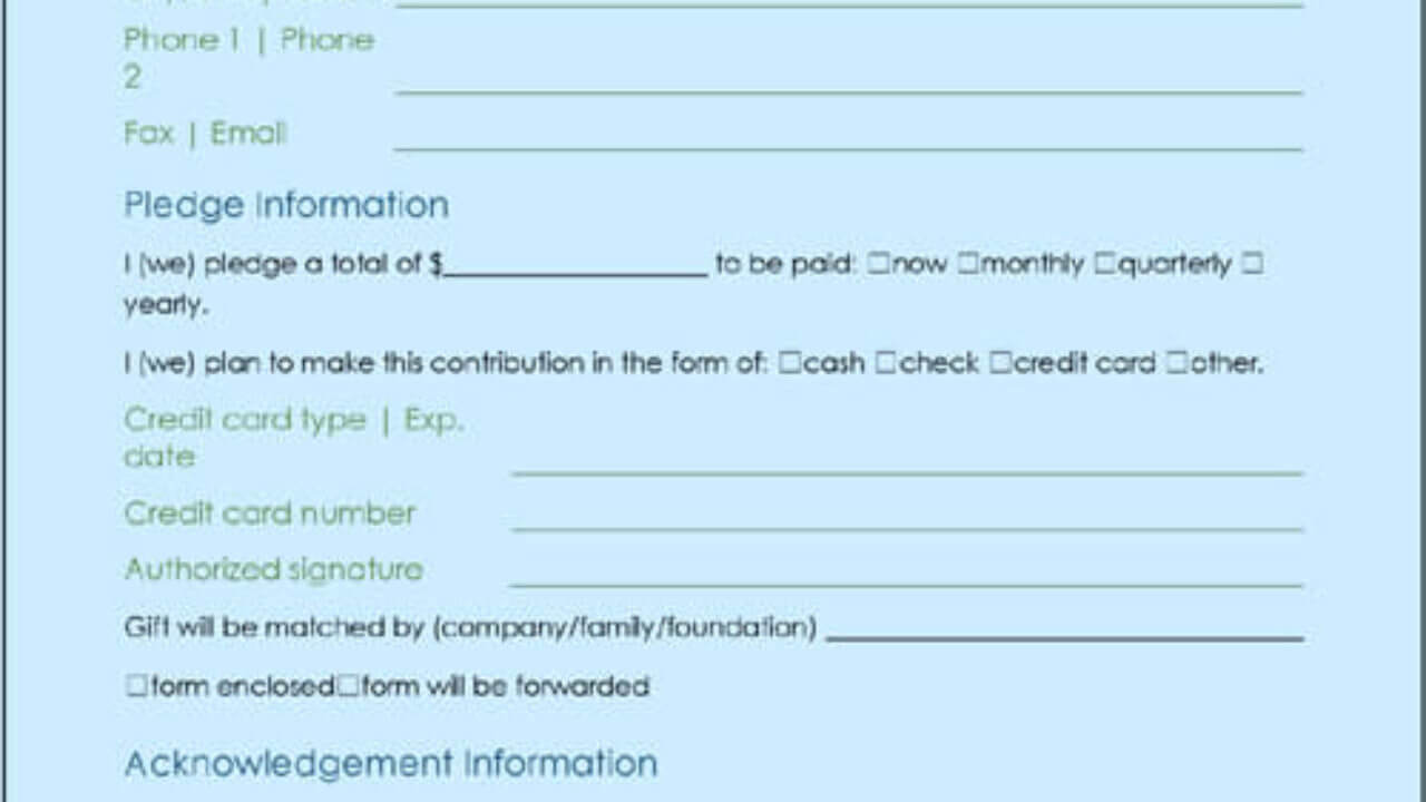 Donation Form Template | Excel & Word Templates With Regard To Fundraising Pledge Card Template