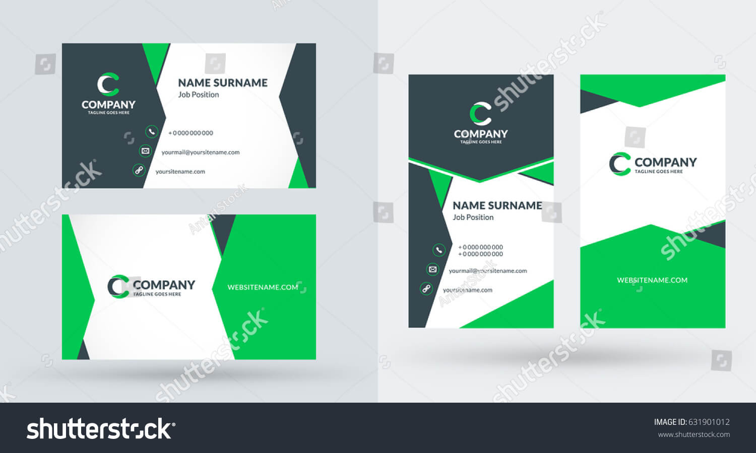 Doublesided Creative Business Card Template Portrait Stock In Portrait Id Card Template