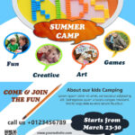 Download Free Kids Summer Camp Flyer Design Templates within Summer Camp Brochure Template Free Download