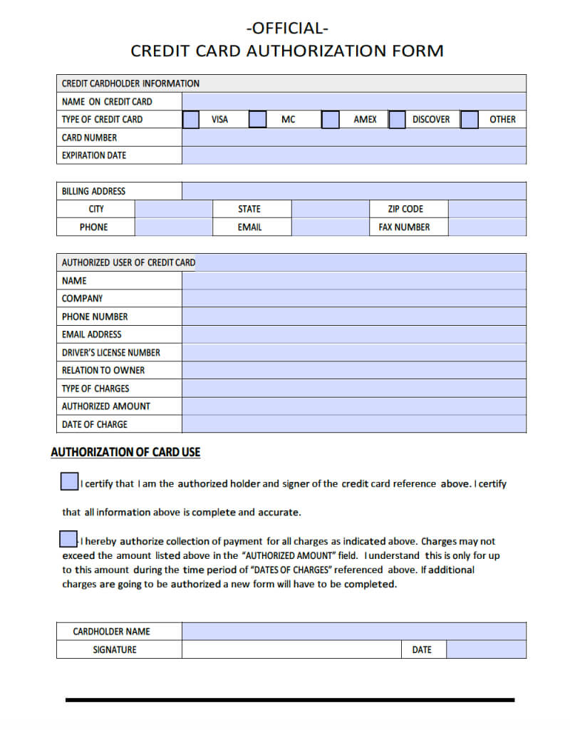 Download Sample Credit Card Authorization Form Template Pertaining To Credit Card Billing Authorization Form Template