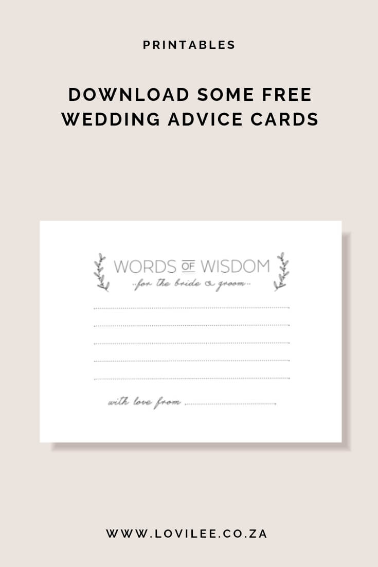 Download Your Free Wedding Advice Cards Printable | Lovilee For Marriage Advice Cards Templates